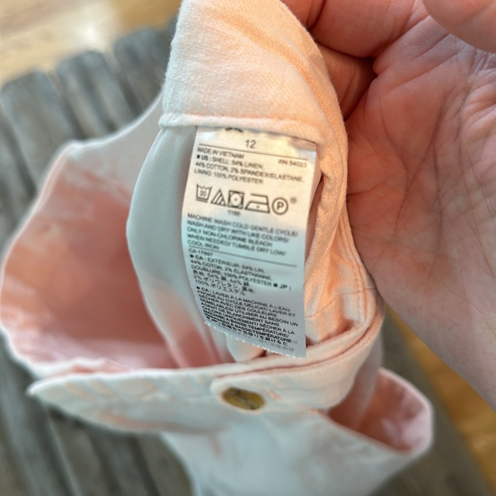 Banana republic Avery linen pants. Size 12. Blush color. - Picture 9 of 9
